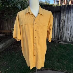 Vintage Cabela's Button Down Shirt Short Sleeve Mens Size XL Tall Zip Pocket